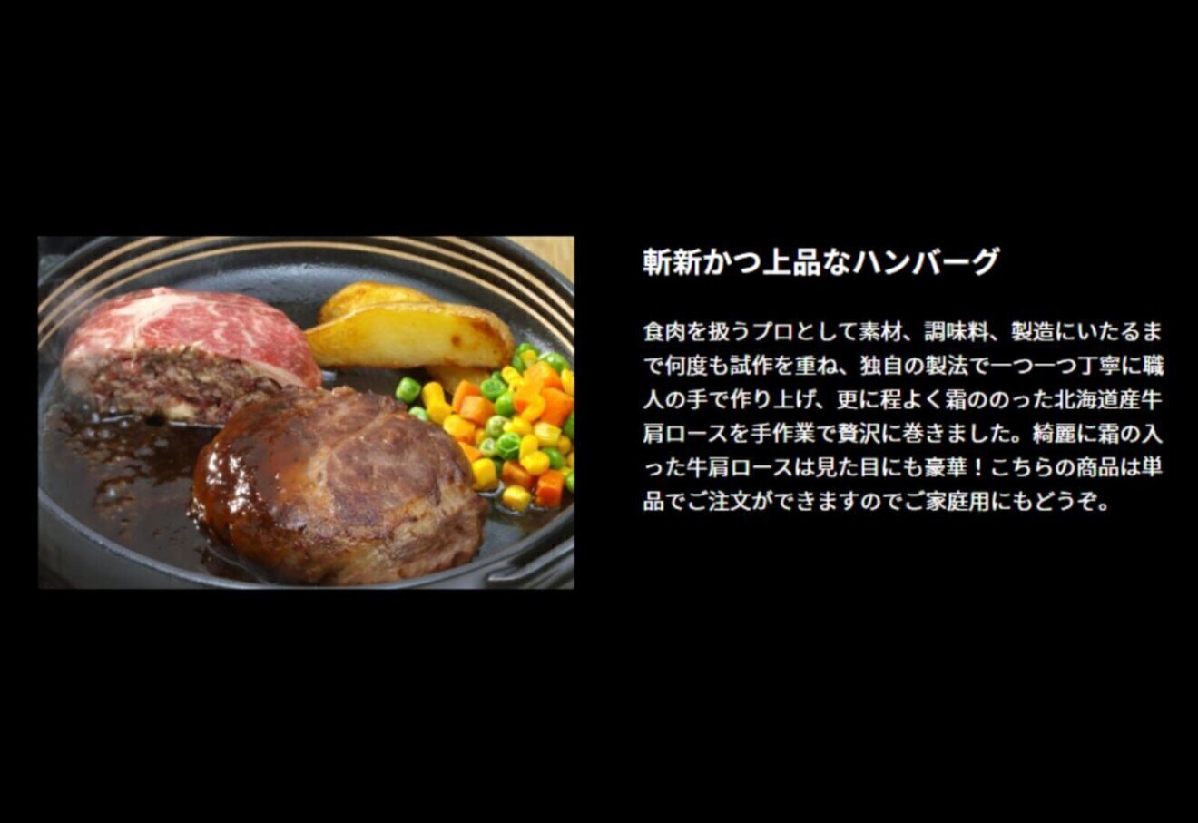 肉の山本 千歳ラム工房 北海道産 霜降り牛肩ロース 包み込みハンバーグ 肉汁 牛100％ 750g
