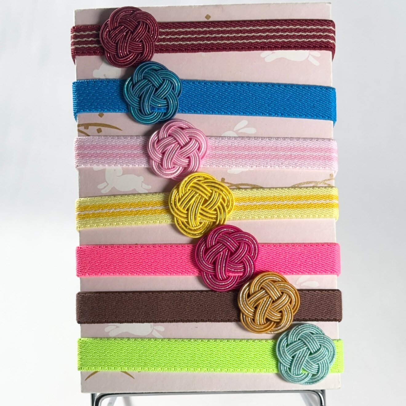 【水引バンド】梅結びのゴムバンド ネオンピンク／御朱印帳・お弁当箱・手帳・ラッピングに‼️