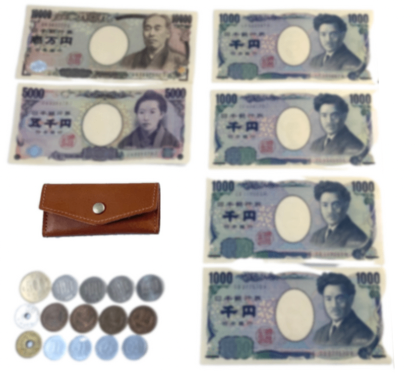 姫路レザー 本革ミニ財布 【お札が2つ折りで入る】キーリング付き （グレージュ）