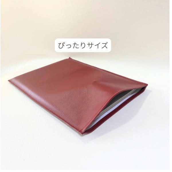 MacBook 13インチ PCケース PVCレザースリーブ 丈夫でかさばらない（ワインレッド）