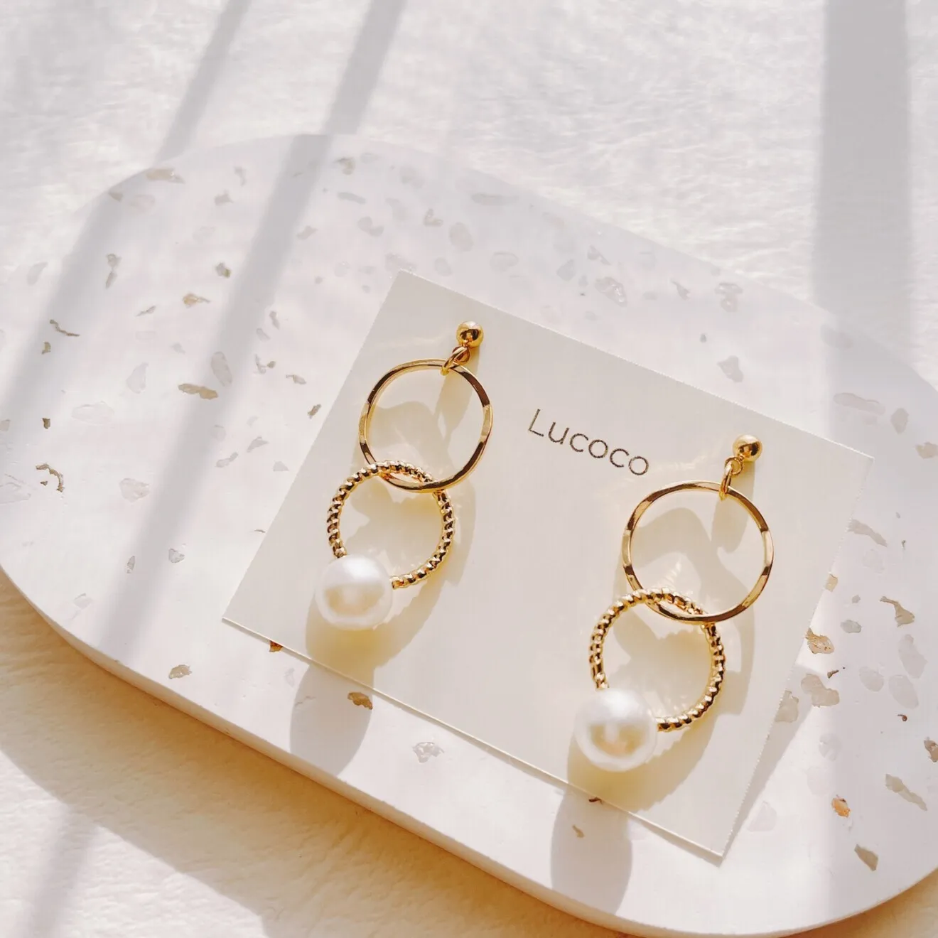 🌿上品で華やぐ2連サークルピアス（イヤリング）｜ゴールド×パール｜大人の揺れ感パール