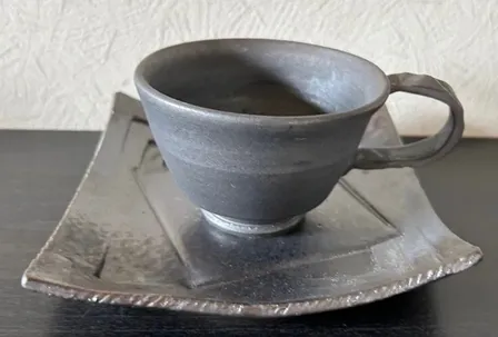コーヒーカップ&ソーサー(いぶし) 器 和食器 陶器 受賞作家 手作り 一点物 ⑧