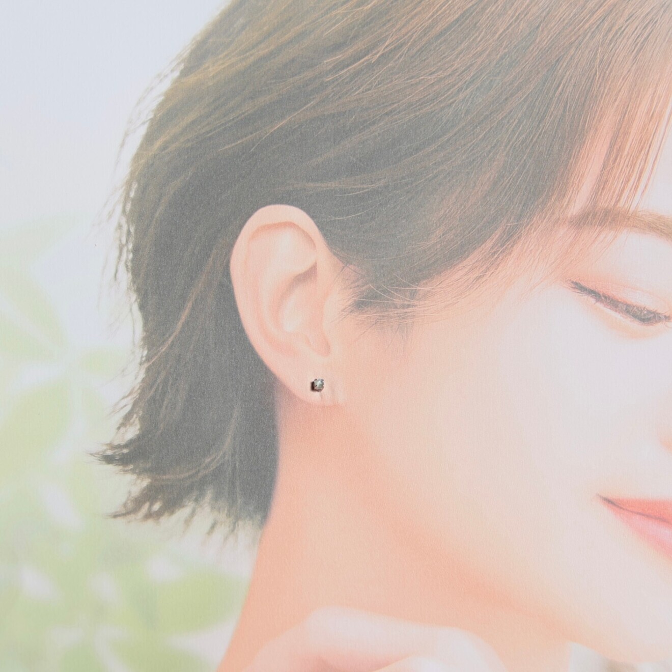 ハンドメイド　クリソベリルキャッツアイ　プリンセスカットアメジスト　2月の誕生石ピアスセット