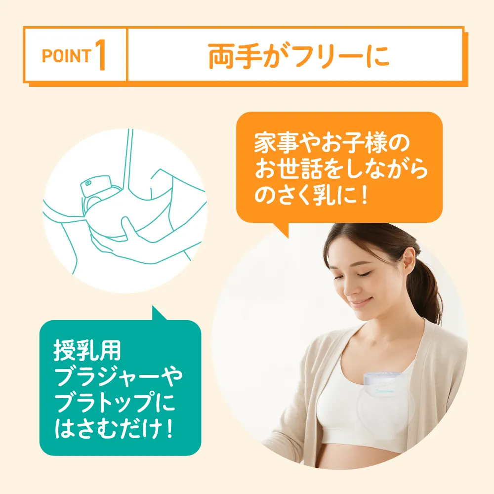 ハンズフリー電動さく乳器 E-401 USB充電式