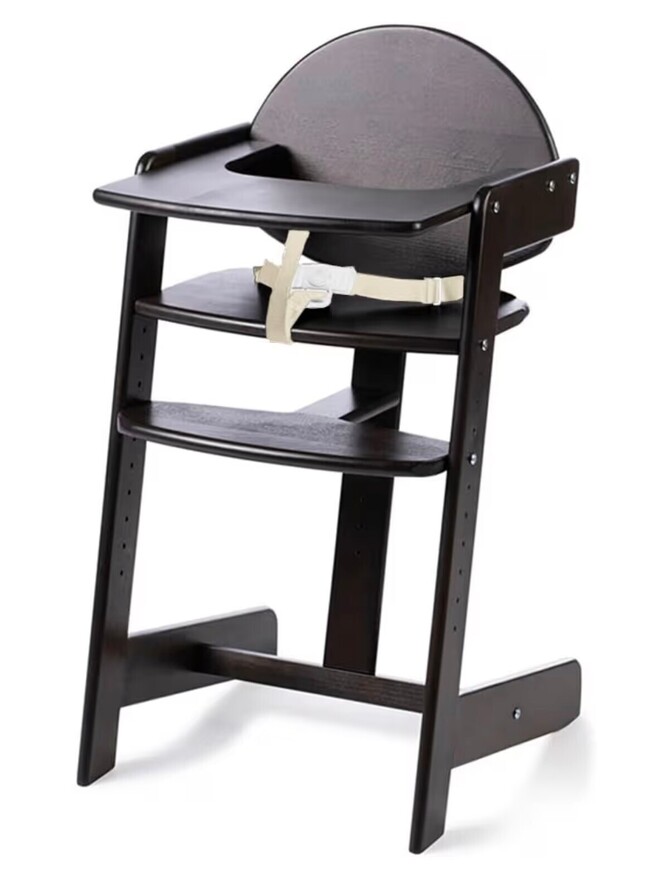 ベビーチェア テーブル付き 調節可能 3点式ハーネス ハイチェア 木製 キッズチェア イス ブラック