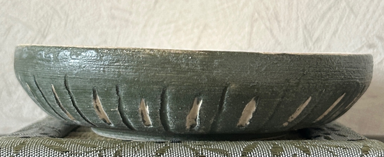 ㊱ 丸皿(緑化粧) 皿 器 陶器 和食器