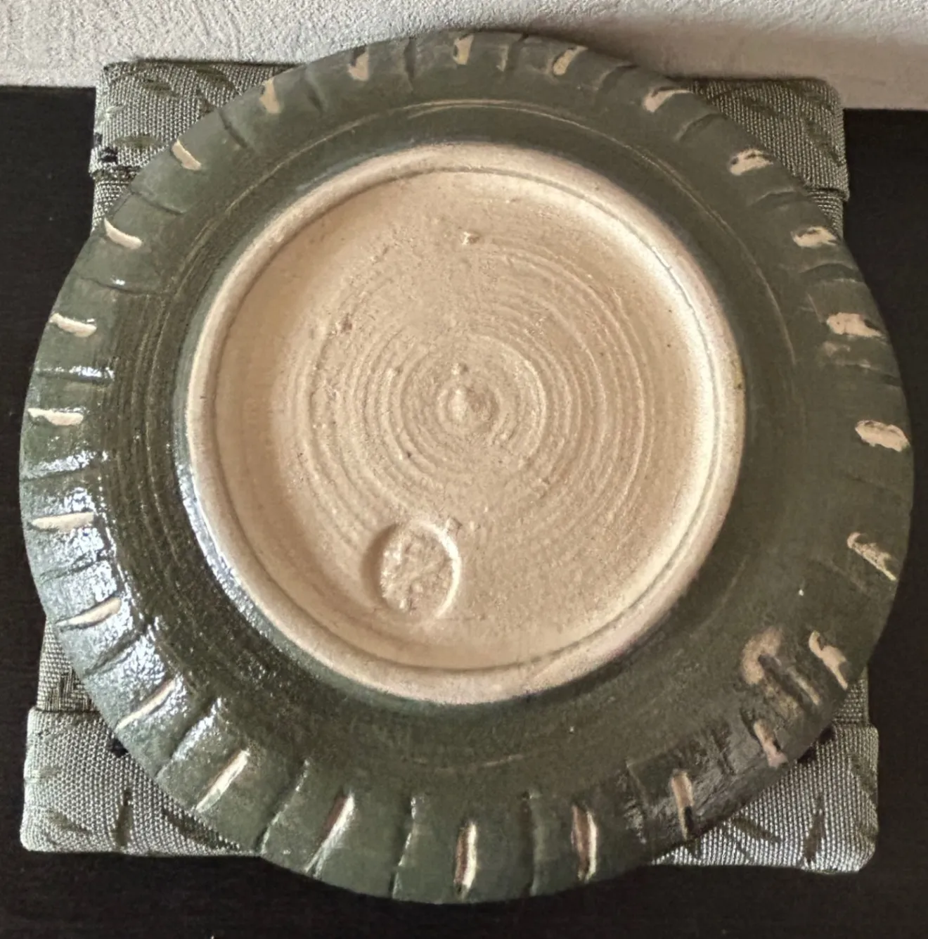 ㊱ 丸皿(緑化粧) 皿 器 陶器 和食器 受賞作家 手作り 一点物