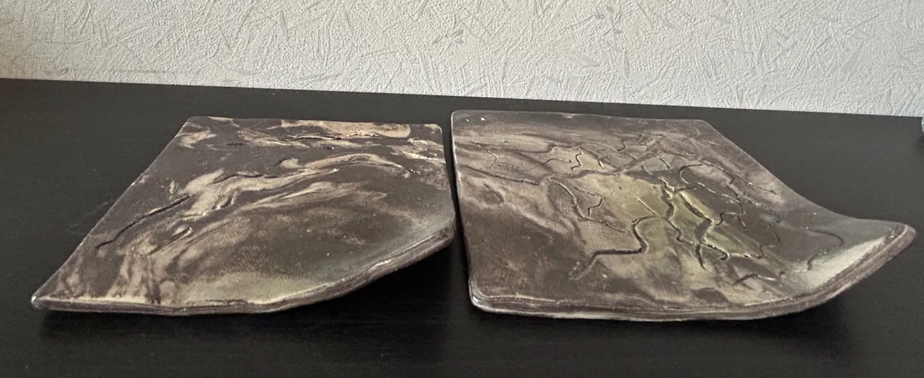 角皿(マーブル) 四角皿 皿 器 陶器 和食器 受賞作家 手作り 一点物 ㉞