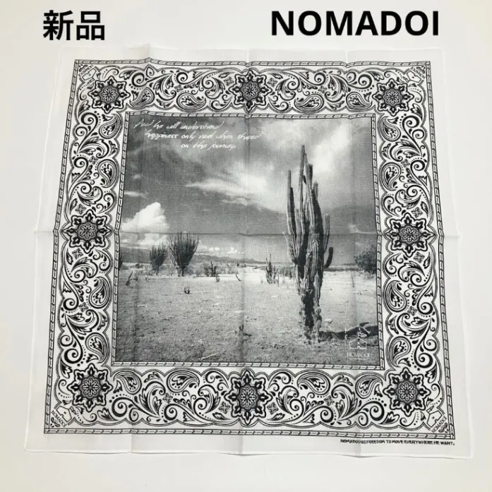 新品 NOMADOI ノマドイ クロス バンダナ スカーフ メンズ レディース ホワイト