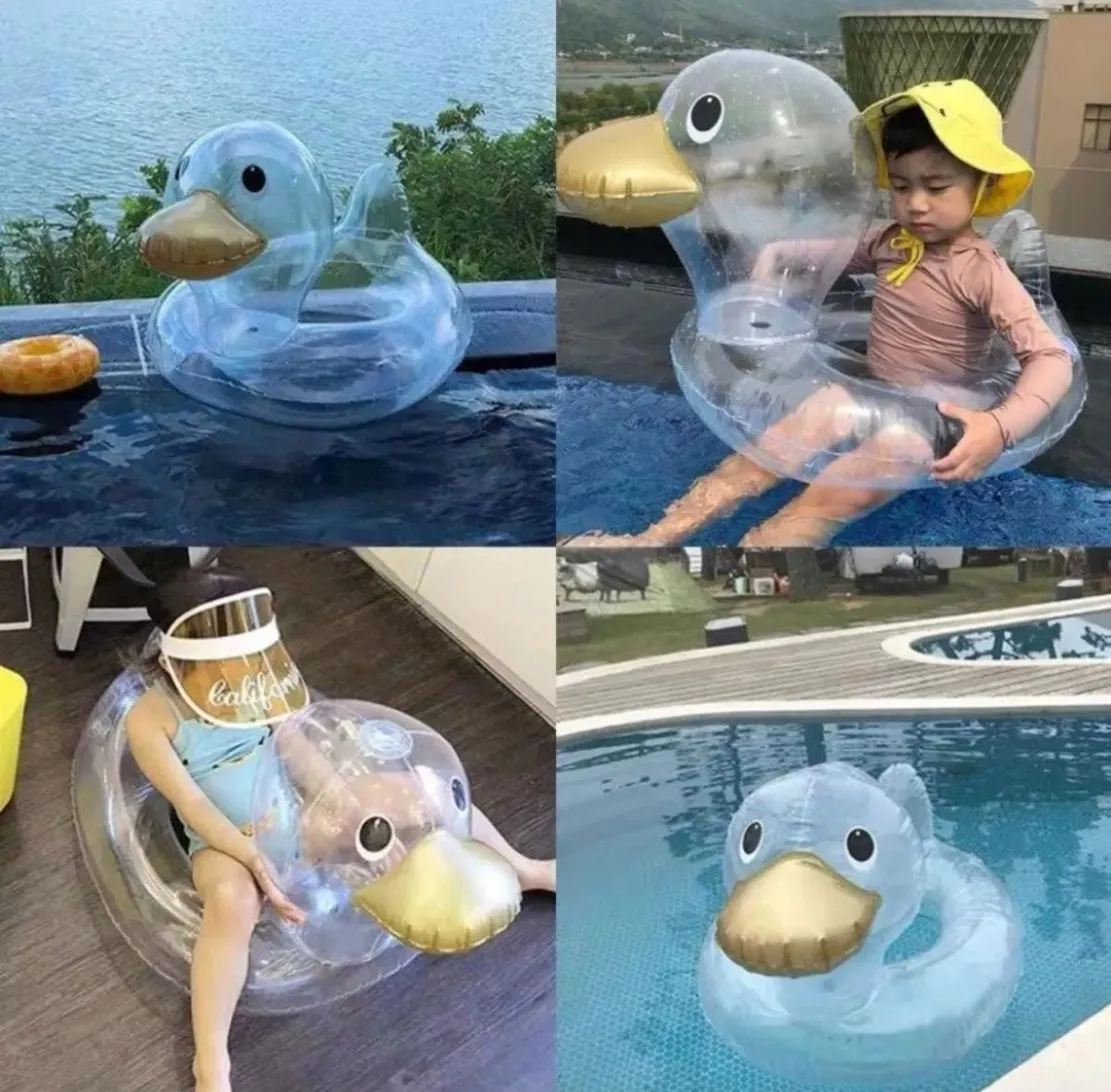 アヒル 浮き輪 うきわ 浮輪 足入れ あひる 海 プール かわいい クリア フロート ビニール風船 