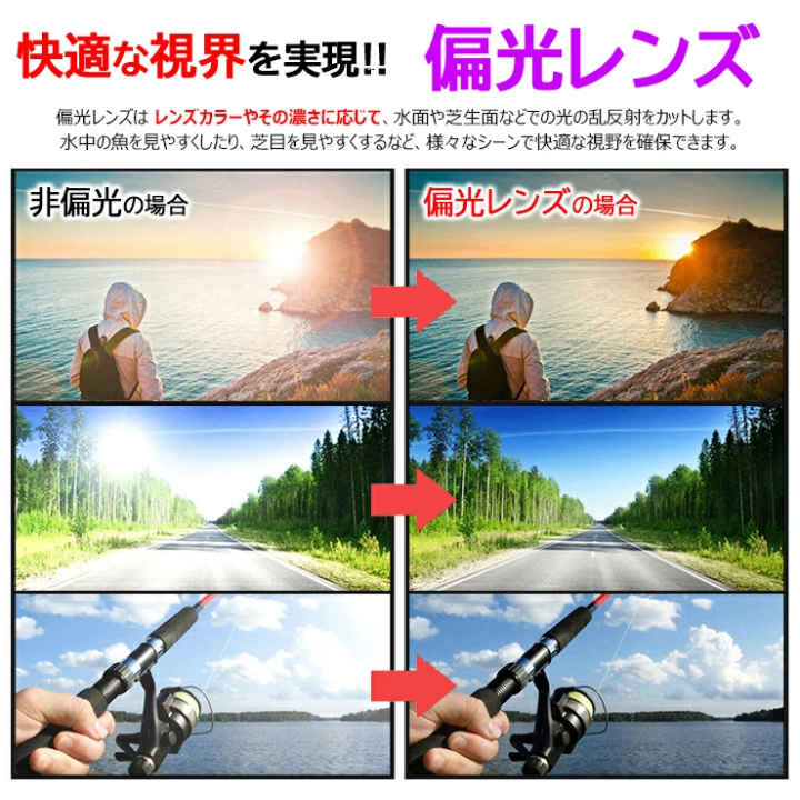 偏光 サングラス レンズ 軽量 スポーツ ドライブ 釣り UV メガネ 眼鏡 ブラック×レッド