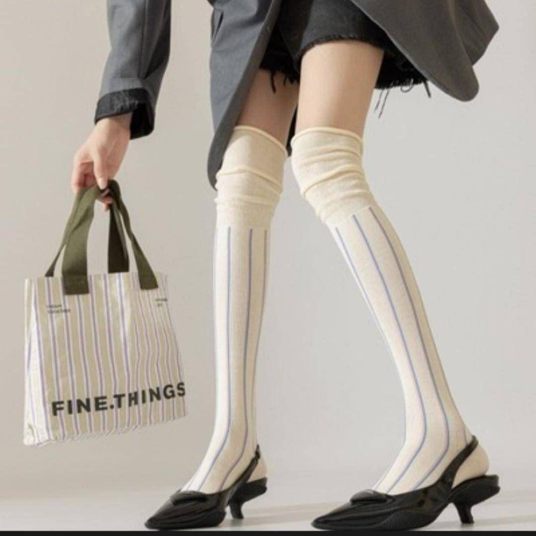 ★オーバーニーソックスNo.046 ★ 22〜25 ボーダー柄 レディース 個性的 おしゃれ 靴下