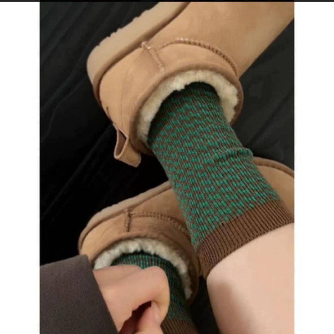 ★北欧柄ソックス no.013 ★22〜25 千鳥格子 アート柄 レディース 個性的 おしゃれ 靴下