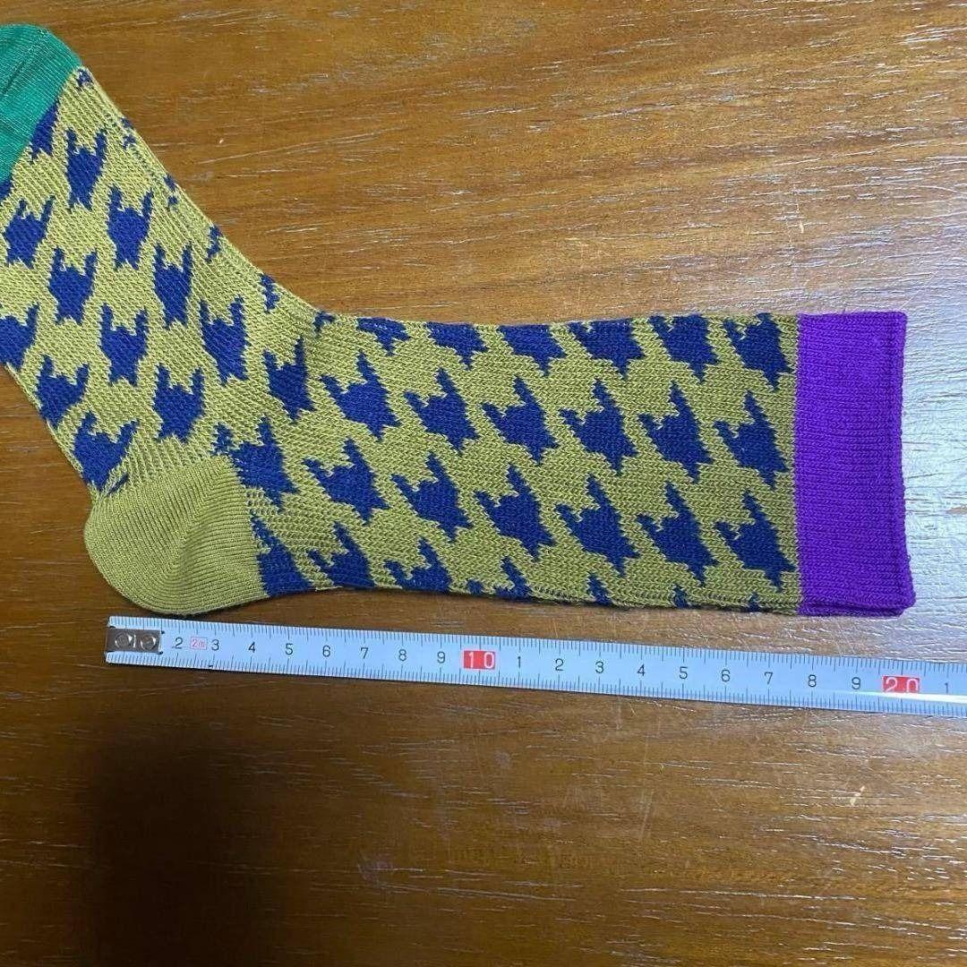 ★北欧柄ソックス no.013 ★22〜25 千鳥格子 アート柄 レディース 個性的 おしゃれ 靴下