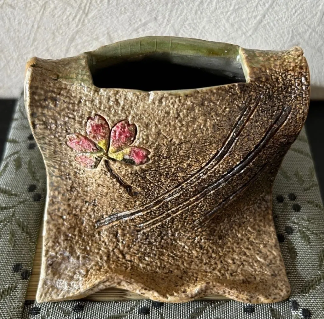 一輪挿し(青銅)花器 花瓶 陶器 受賞作家 手作り 一点物 ③