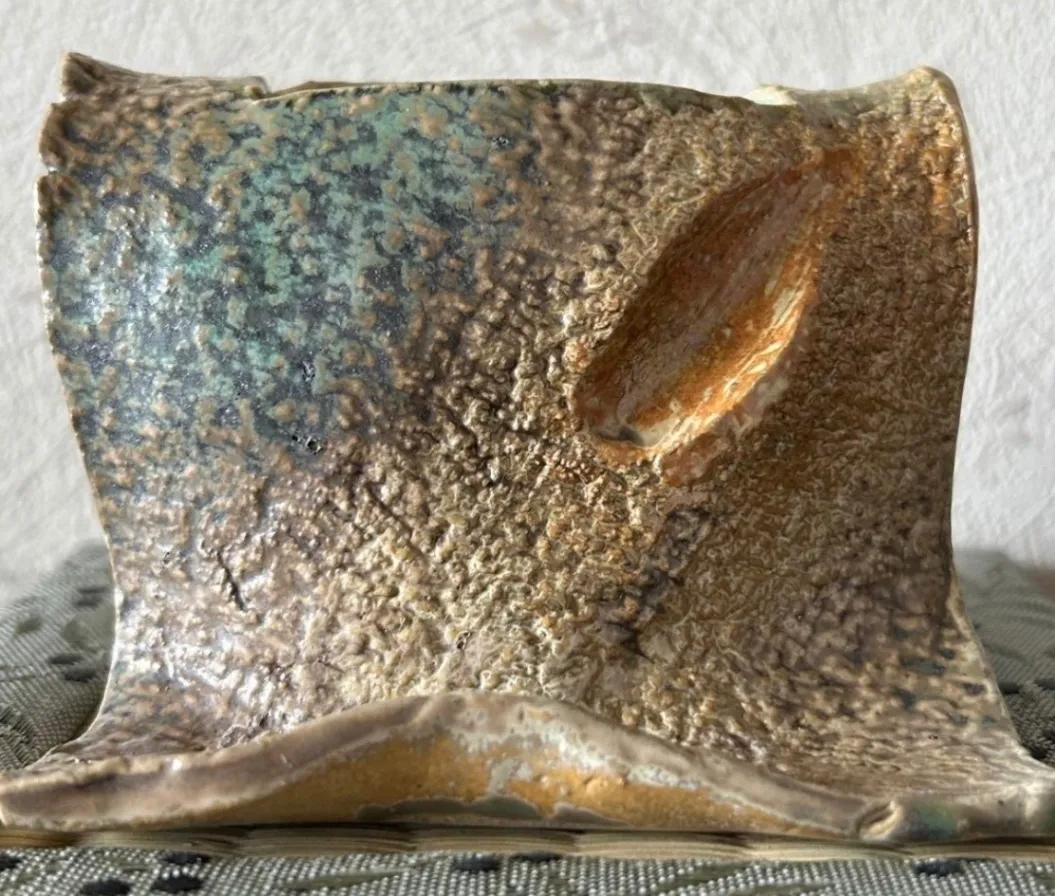 一輪挿し(青銅)花器 花瓶 陶器 受賞作家 手作り 一点物 ③