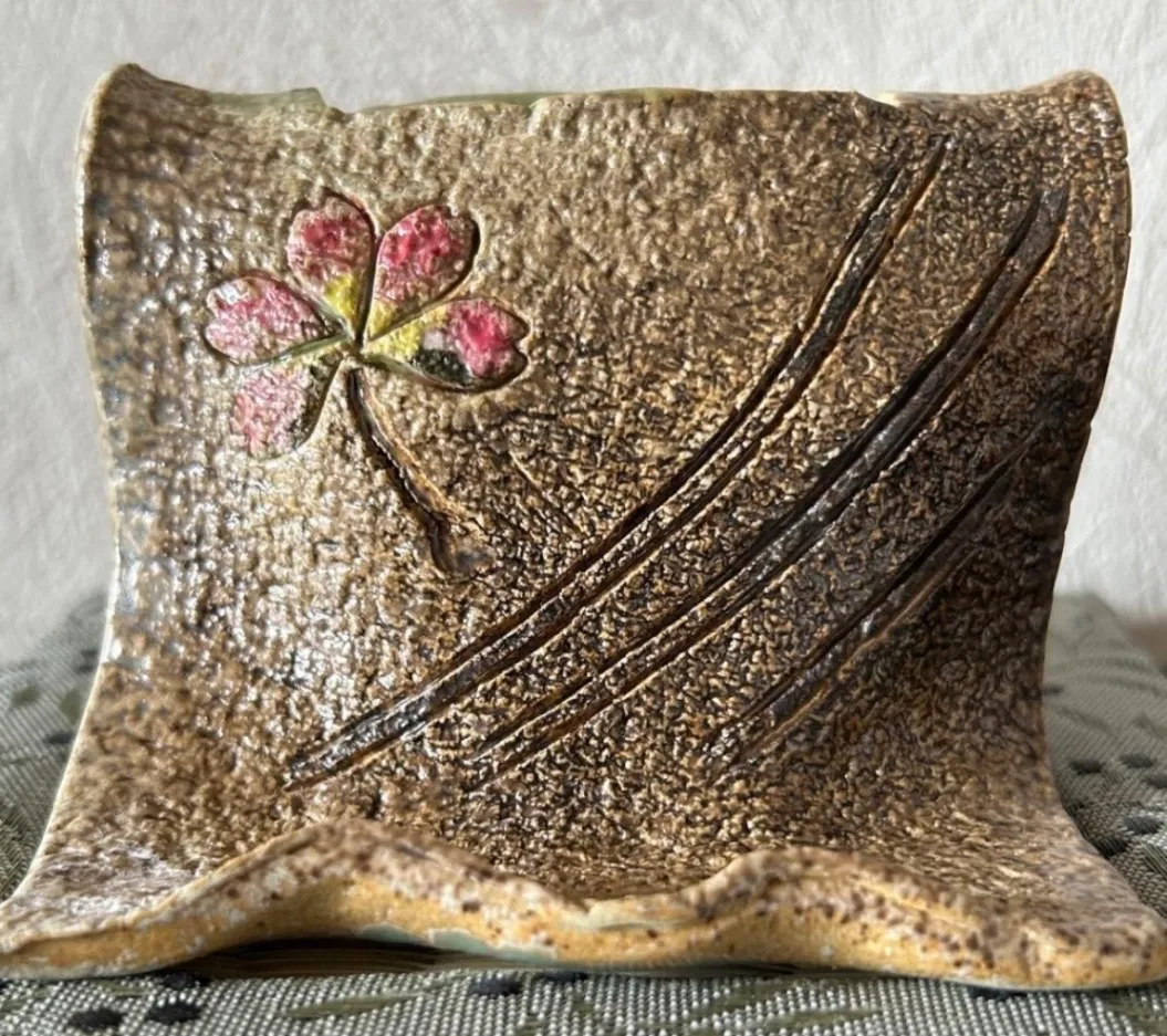 一輪挿し(青銅)花器 花瓶 陶器 受賞作家 手作り 一点物 ③
