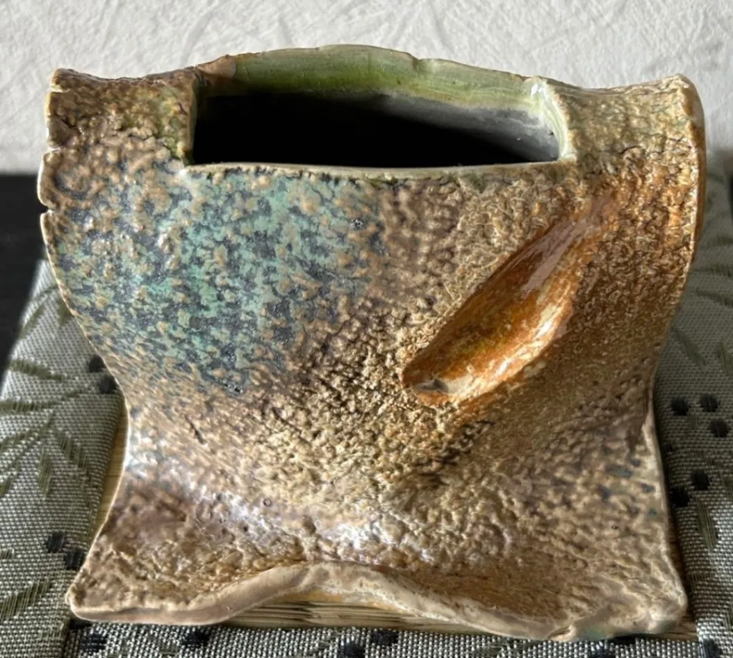 一輪挿し(青銅)花器 花瓶 陶器 受賞作家 手作り 一点物 ③