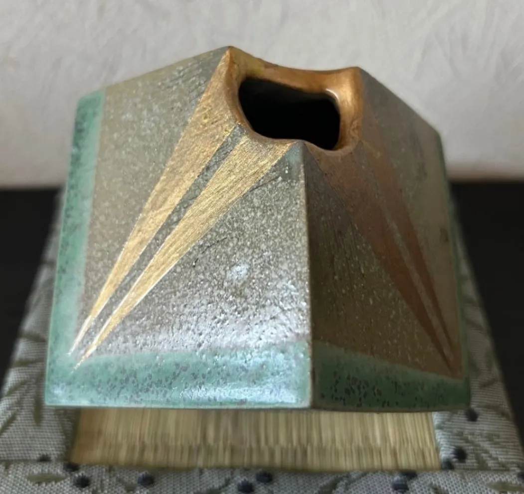 花瓶(四角.キューブ.小) 花器 陶器 器 受賞作家 手作り 一点物 ⑤