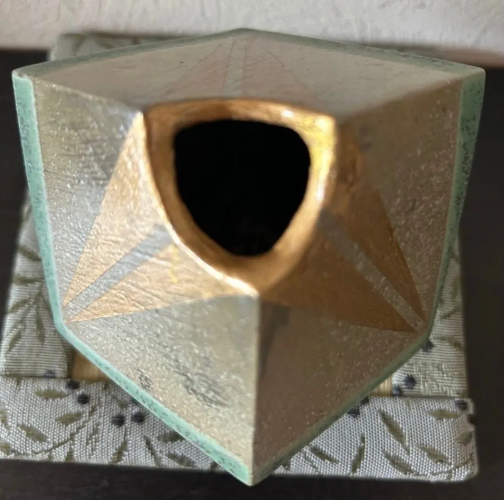 花瓶(四角.キューブ.小) 花器 陶器 器 受賞作家 手作り 一点物 ⑤