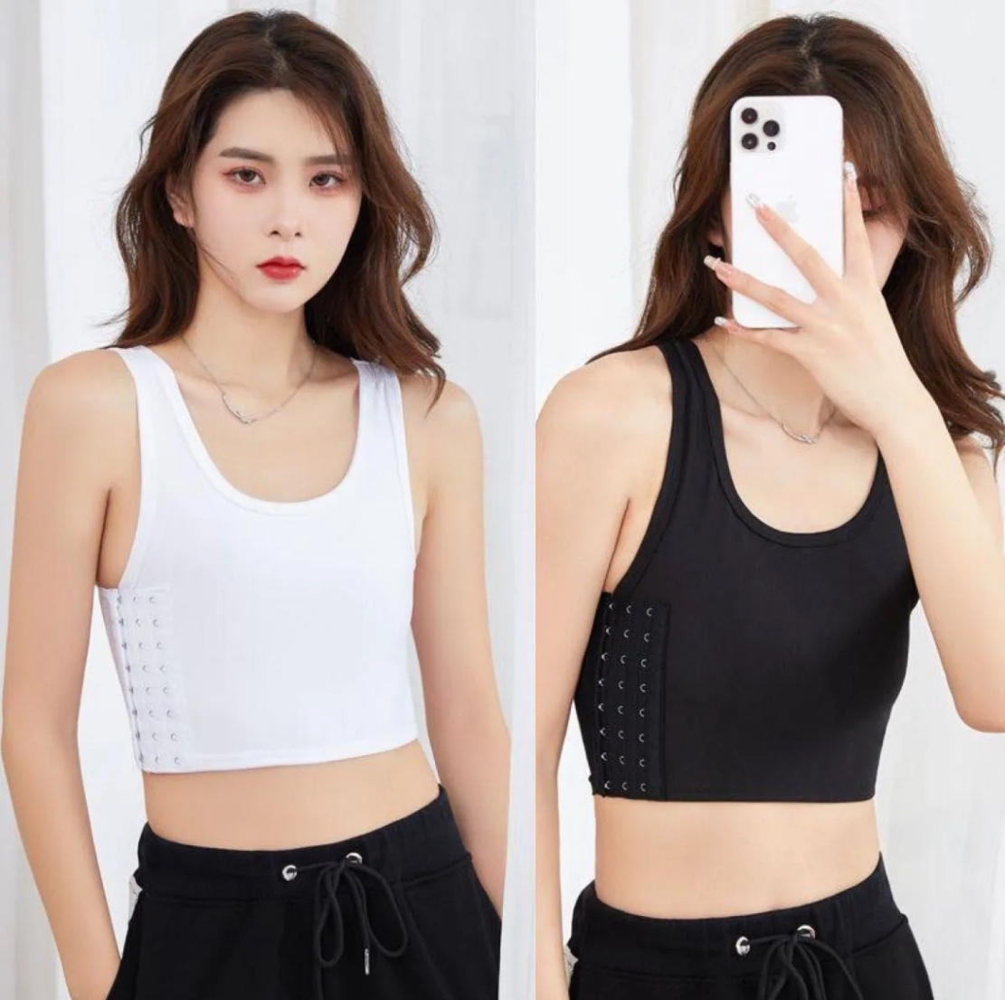 ナベシャツ M 黒白2枚 胸つぶし 下着 インナー スポブラ コスプレ タンクトップ ブラトップ