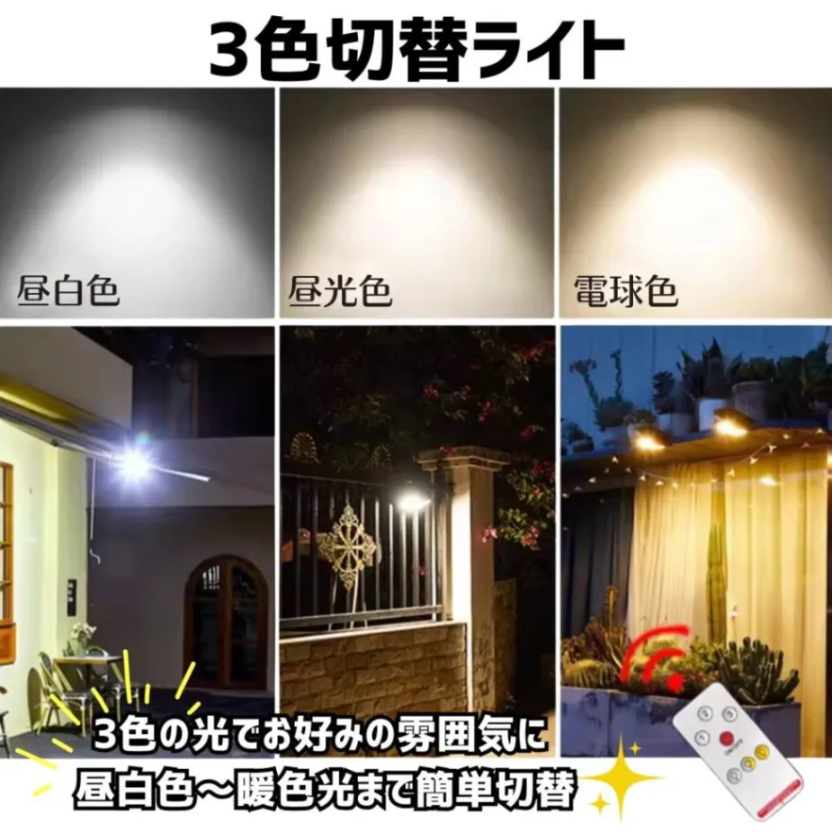 多機能 クリップ ソーラーライト 大容量 人感 センサー 防犯 屋外 ソーラー ガーデンライト 自動