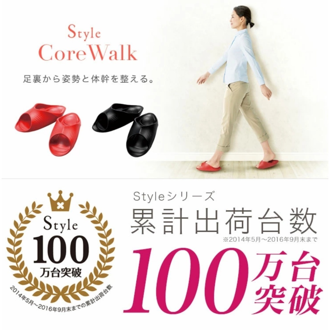 スタイルコアウォーク BS-CW2227F 姿勢改善 健康サンダル 22～24.5cm  レッド