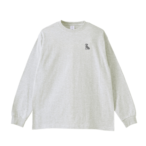 ロングスリーブTシャツ ワンポイント刺繍 薄手 "シュナウザー ソルト&ペッパー"