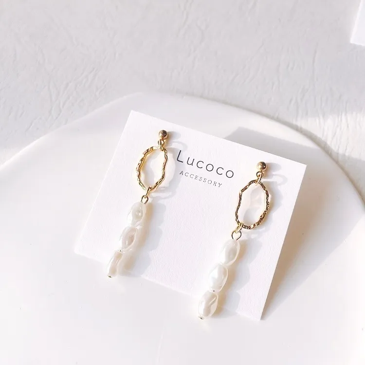 🌿ゴールドフープ×バロックパール ピアス（イヤリング）｜ナチュラル×上品アクセサリー