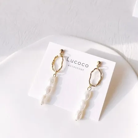 🌿ゴールドフープ×バロックパール ピアス（イヤリング）｜ナチュラル×上品アクセサリー