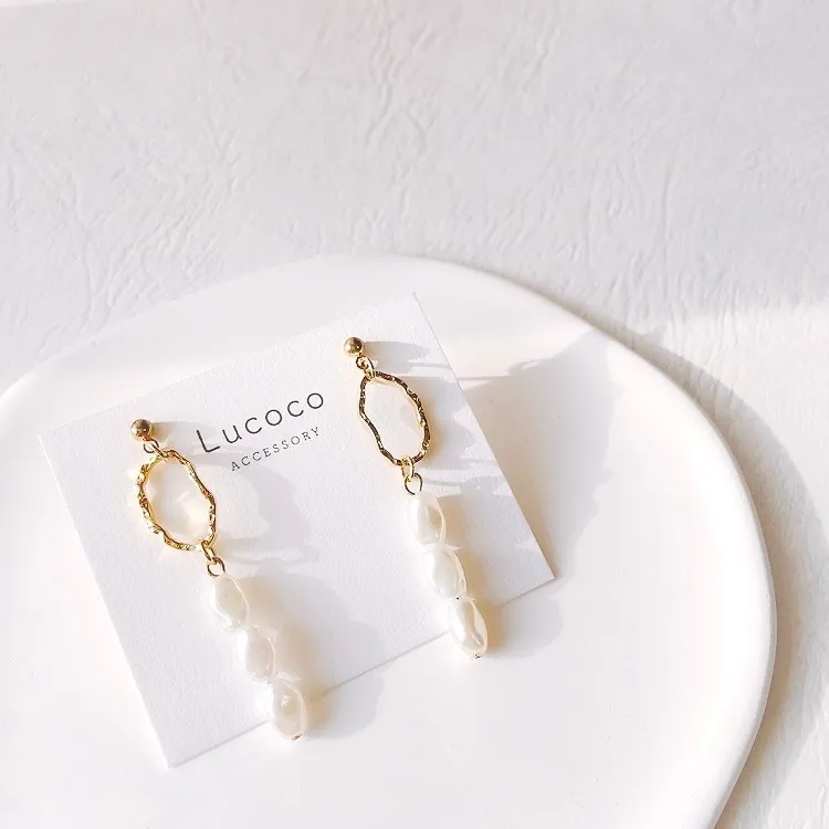 🌿ゴールドフープ×バロックパール ピアス（イヤリング）｜ナチュラル×上品アクセサリー