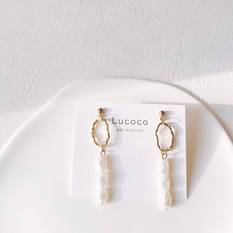 🌿ゴールドフープ×バロックパール ピアス（イヤリング）｜ナチュラル×上品アクセサリー