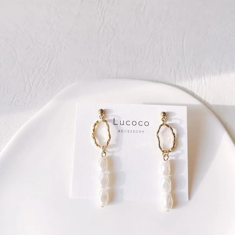 🌿ゴールドフープ×バロックパール ピアス（イヤリング）｜ナチュラル×上品アクセサリー