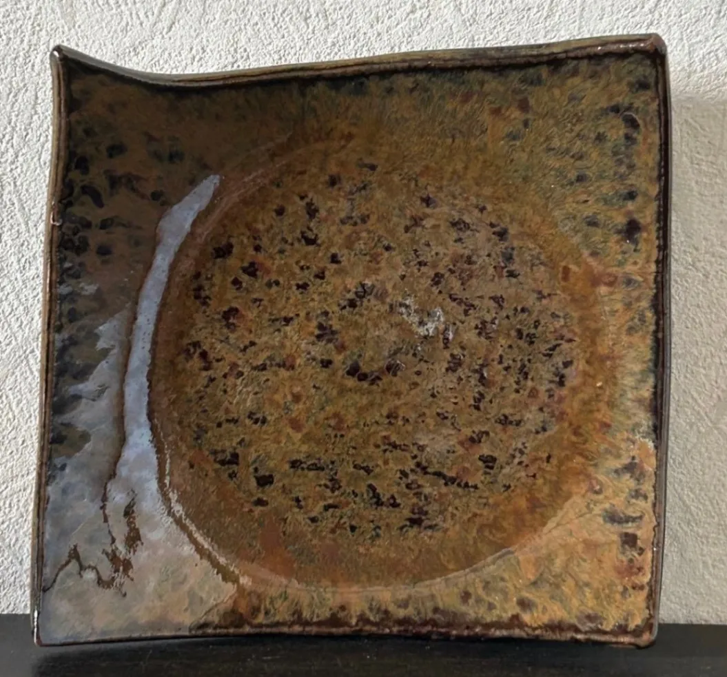 角小皿(ワラ灰) 角皿 皿 器 和食器 陶器 受賞作家 手作り 一点物 ⑨