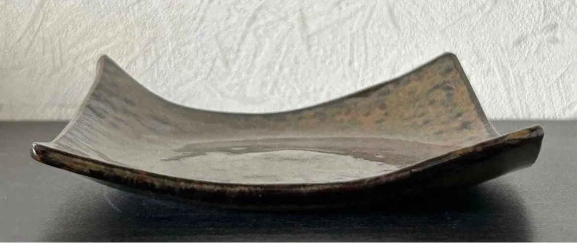 角小皿(ワラ灰) 角皿 皿 器 和食器 陶器 受賞作家 手作り 一点物 ⑨