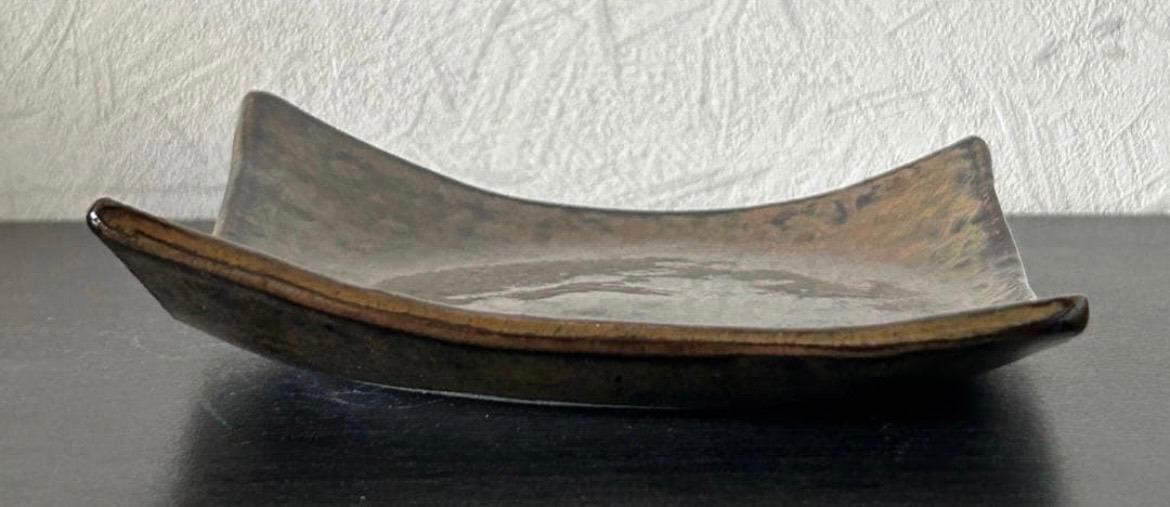 ⑨ 角小皿(ワラ灰) 角皿 皿 器 和食器 陶器