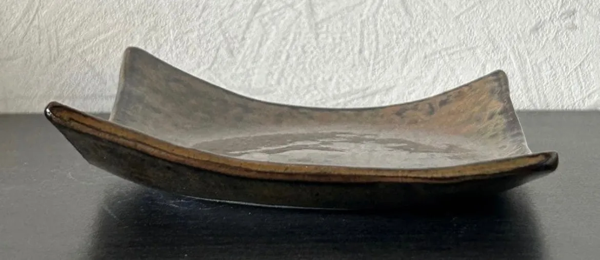 角小皿(ワラ灰) 角皿 皿 器 和食器 陶器 受賞作家 手作り 一点物 ⑨