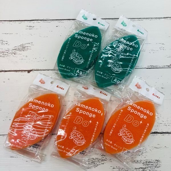オープン記念価格！！亀の子スポンジDO木の葉型5個セット（グリーン2個・オレンジ3個）
