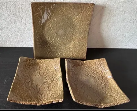 角皿(ナマコ) 3枚 小皿 皿 器 和食器 陶器 受賞作家 手作り 一点物 ⑭