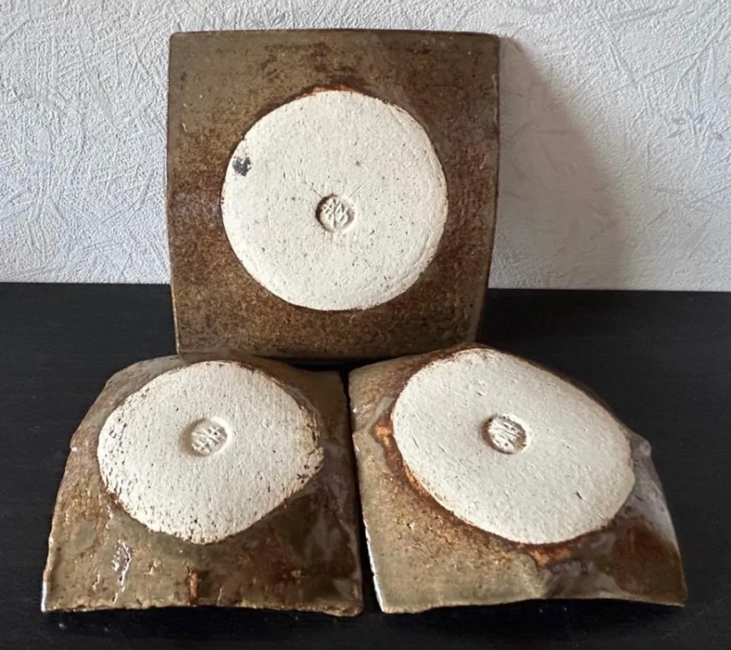 角皿(ナマコ) 3枚 小皿 皿 器 和食器 陶器 受賞作家 手作り 一点物 ⑭