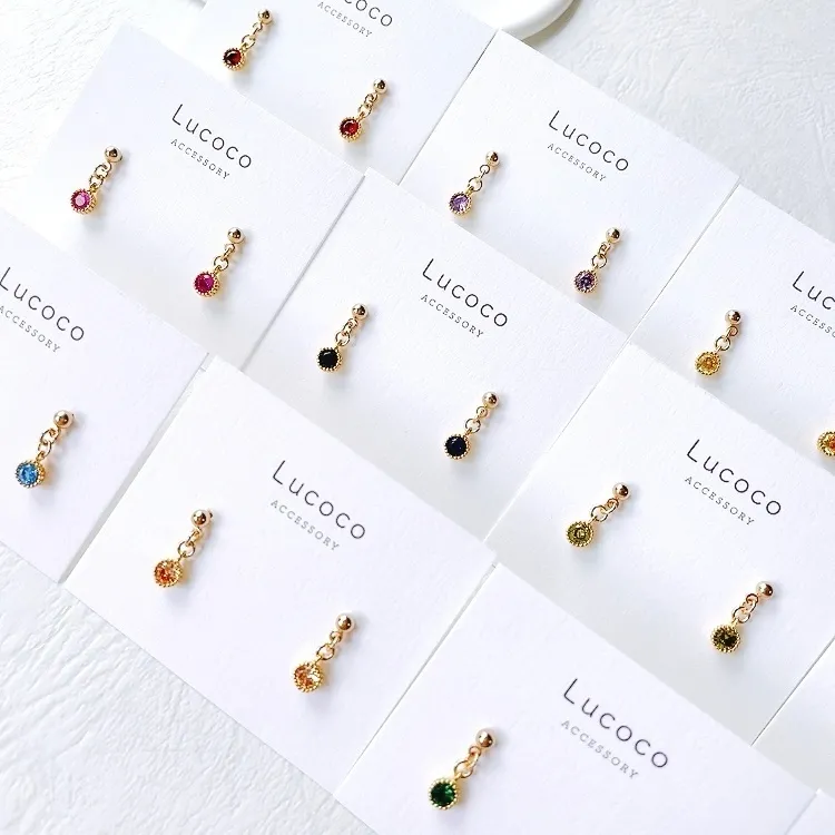 💎誕生石・12ヶ月カラーの小粒ピアス（イヤリング）｜キュービックジルコニアCZ