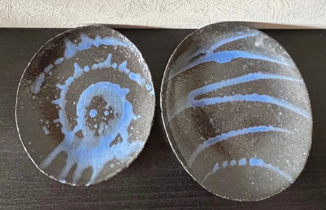 丸皿(黒御影) 2枚 小皿 皿 器 和食器 陶器 受賞作家 手作り 一点物 ⑮