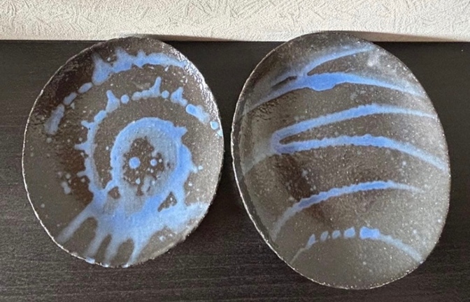 ⑮ 丸皿(黒御影) 2枚 小皿 皿 器 和食器 陶器