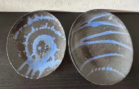 丸皿(黒御影) 2枚 小皿 皿 器 和食器 陶器 受賞作家 手作り 一点物 ⑮
