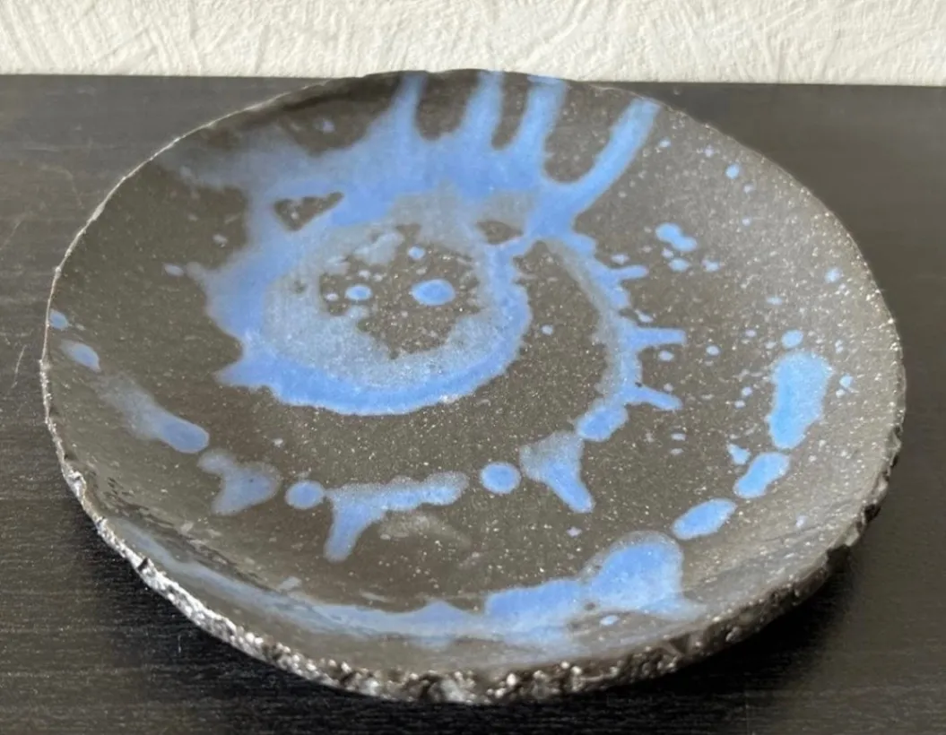 丸皿(黒御影) 2枚 小皿 皿 器 和食器 陶器 受賞作家 手作り 一点物 ⑮