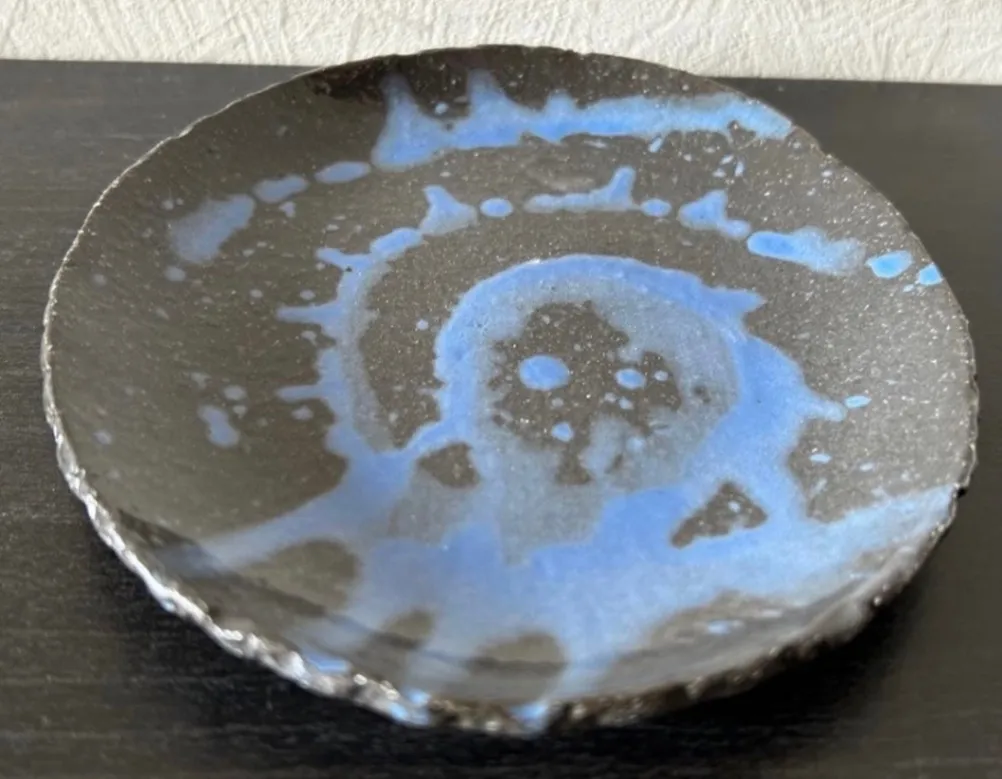 丸皿(黒御影) 2枚 小皿 皿 器 和食器 陶器 受賞作家 手作り 一点物 ⑮