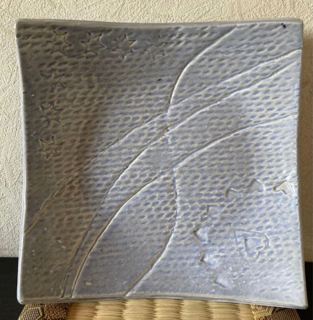 四角皿(線紋) 小皿 皿 器 和食器 陶器 受賞作家 手作り 一点物 ⑳