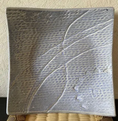 四角皿(線紋) 小皿 皿 器 和食器 陶器 受賞作家 手作り 一点物 ⑳