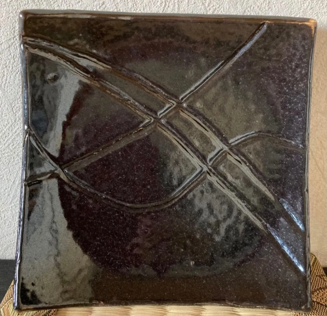 四角皿(油滴天目) 小皿 皿 器 和食器 陶器 受賞作家 手作り 一点物 ㉒