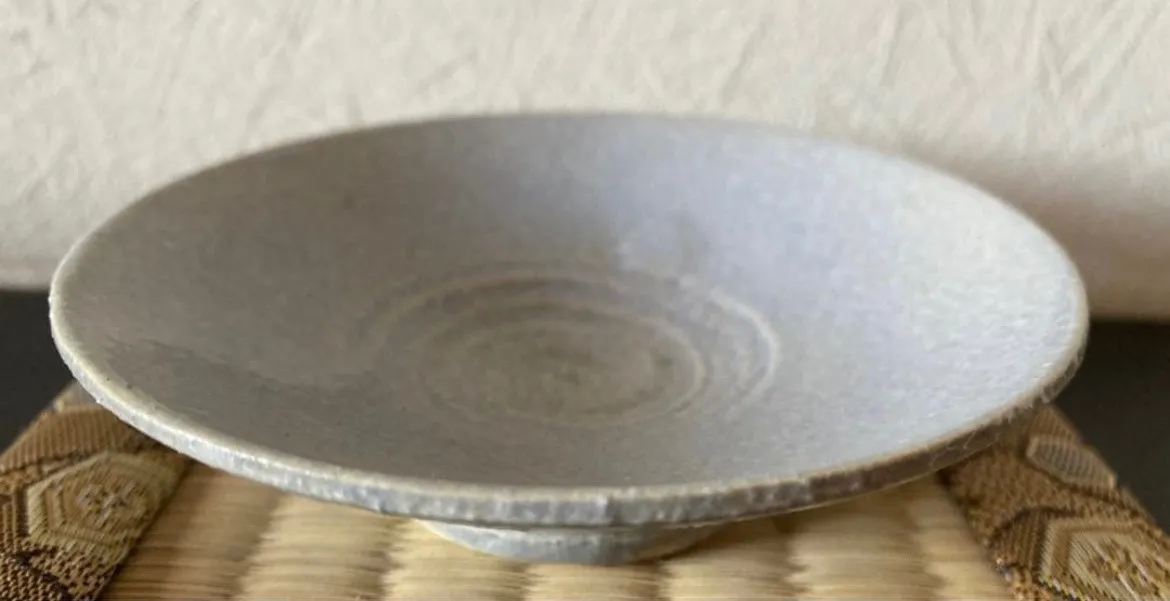 丸皿(青流紋) 小皿 皿 器 和食器 陶器 受賞作家 手作り 一点物 ㉓